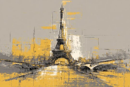 Eiffel Tower in Abstract Grunge Art