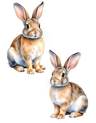 Obraz premium An illustration of a cute cartoon Easter bunny holding colorful Easter eggs against a white background