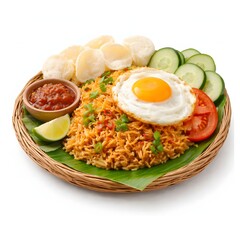 Traditional Indonesian Fried Rice Nasi Goreng with Egg and Sambal