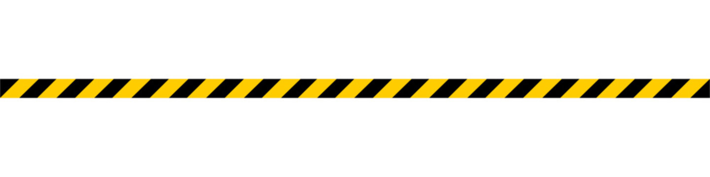 Road traffic safety straight line border with Yellow and black striped. long seamless line with striped candy lollipop pattern isolated on transparent background