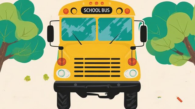 Back to School Seamless Pattern with School Buses and Education Elements