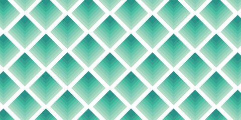 Seamless geometric pattern with teal and mint green gradient diamonds on a white background, creating an abstract and modern design.