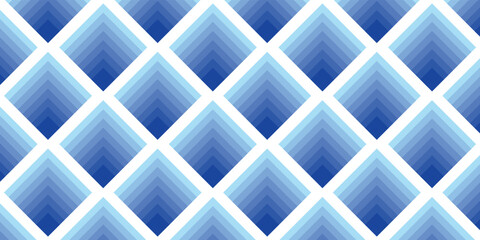 Seamless geometric pattern featuring an array of blue diamonds with concentric gradient squares creating a modern abstract design.