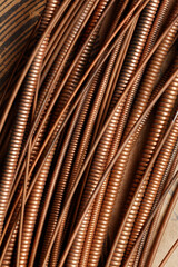 Strings of a musical instrument different sizes, background music. Close up detail of the string of an acoustic guitar, piano.
