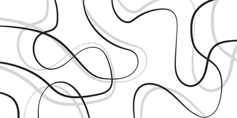 Abstract pattern of flowing black and grey wavy lines on a clean white background, creating a dynamic and modern design.