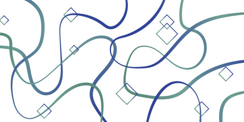 Abstract background with intertwining blue and green wavy lines and scattered diamond shapes on a white canvas.
