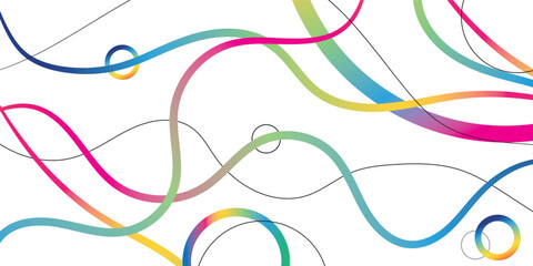 Abstract background with flowing colorful gradient lines and swirling shapes on a white canvas, creating a dynamic and modern artistic pattern.