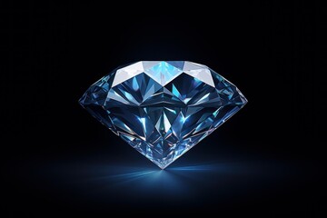 Sparkling brilliant cut diamond reflecting light on a dark background