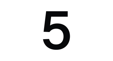 A stark bold representation of the numeral five is prominently displayed against a clean minimalist white background