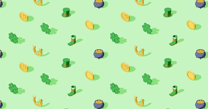 St. Patrick's Day seamless loop animation on light green background