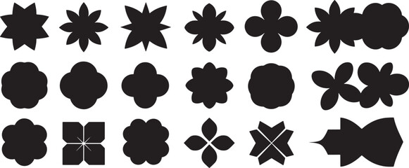 Fototapeta premium Various Black Flower Shapes And Designs