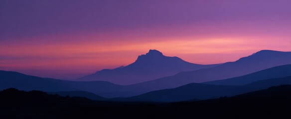 Obraz premium Sunset shades cover quiet slopes merging daylight with nighttime’s hug