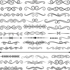 Obraz premium Collection of ornate swirling line designs and flourishes