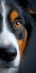Close-Up Portrait of an Australian Shepherd Highlighting Its Beautiful Eyes and Unique Fur Patterns