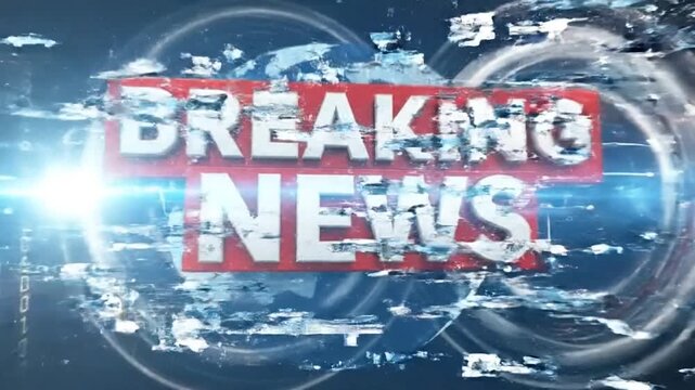 Dynamic breaking news background with digital binary code and world map.