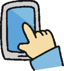 携帯電話/スマートフォンを操作する手描きイラスト