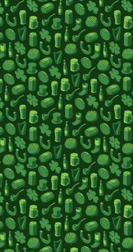 Vertical wiggly green St. Patrick's Day themed loop motion background animation