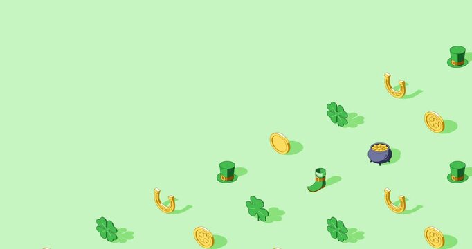 St. Patrick's Day seamless loop title page animation on light green background
