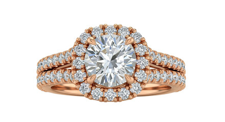 Fototapeta premium Rose Gold Diamond Halo Engagement Ring Set