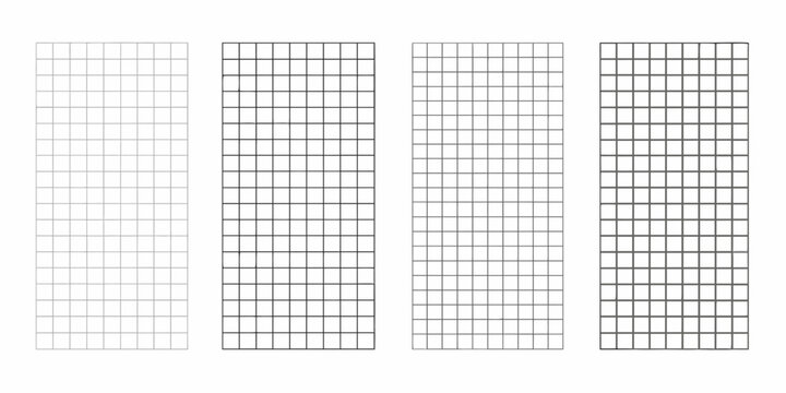 Four vertical grids with varying densities of black lines on white