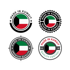 National flag of the State of Kuwait, set flat vector icons