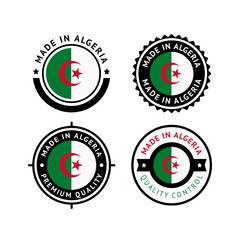 National flag of the Peoples Democratic Republic of Algeria, set flat vector icons