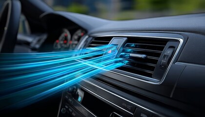 Modern Car Air Conditioning System with Cool Airflow for Enhanced Comfort and Driving Experience