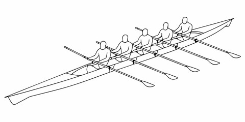 Line drawing of a crew rowing shell with eight rowers © Ruhidas