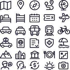 Travel and Navigation Line Icon Set 