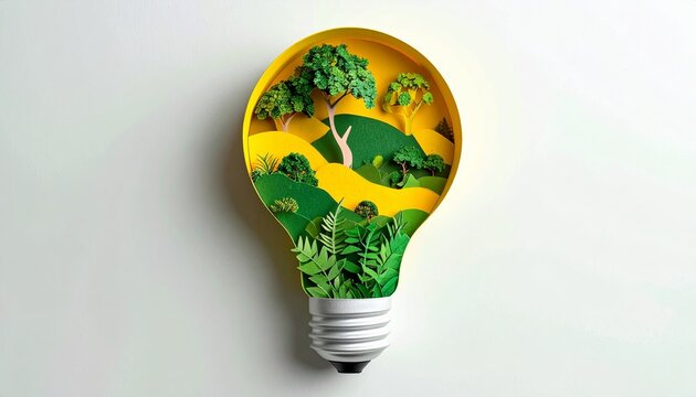 3D craft, paper art, lightbulb, garden, greenery, plants, creativity, imagination, growth, innovation, decoration, eco, nature, handmade, DIY, artistic, miniature, indoor, sustainable, whimsical, insp