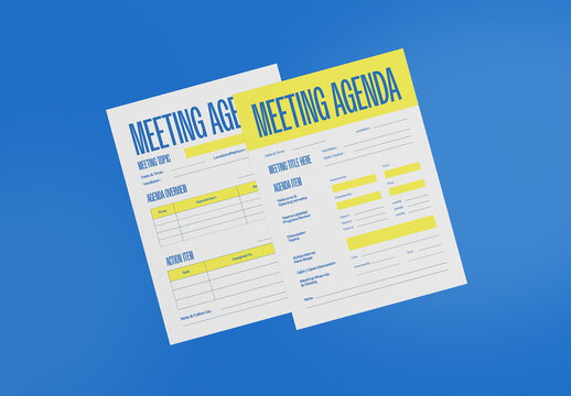 Blue And Yellow Modern Meeting Agenda