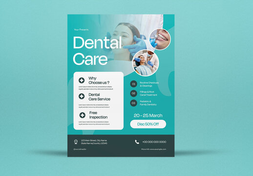 Blue Modern Dental Care Flyer Set US Letter