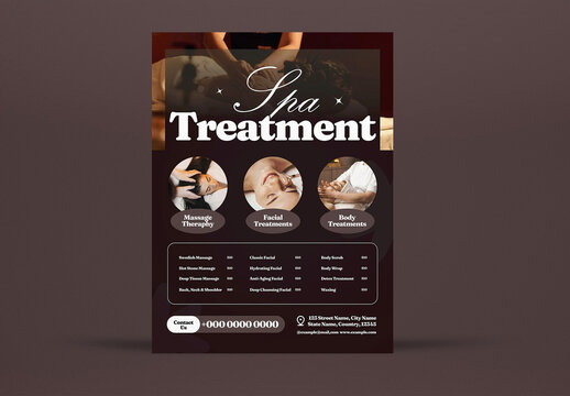 Brown Elegant Spa Price List Flyer Set US Letter