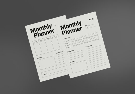 Cream Minimalist Monthly Planner
