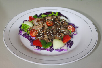 Grilled Beef Steak Salad With Fresh Vegetables