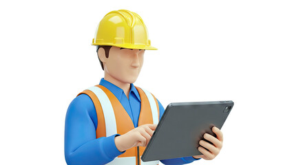 Construction Worker Using Tablet