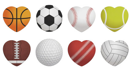 Obraz premium Heart shaped sports basketball isolated on a transparent background