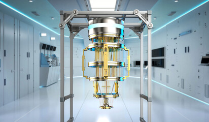 Quantum computer machine in laboratory