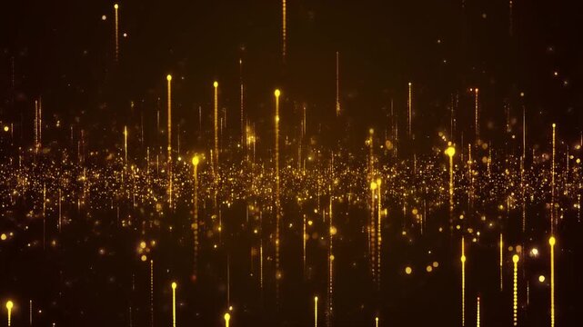 Abstract gold particles motion background shimmering light effect
