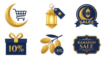 Ramadan sale and discount icons set.