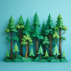 paper craft arranged to form the forest and tree landscape