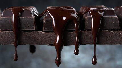 Obraz premium Chocolate bars melting on a surface in a kitchen setting