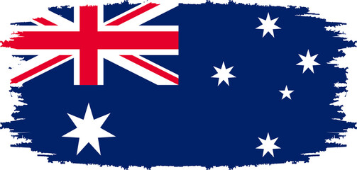 australian flag with grunge style or brush stroke effect. isolated on transparent background png  © dedikw