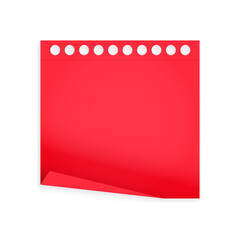 Red Sticky Note with holes and folded Corner