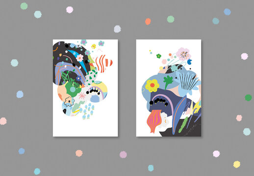 Floral Abstract Posters Layout