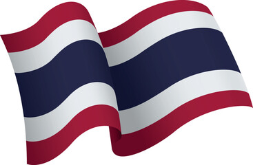 Obraz premium Flag of Thailand. Ribbon style flag that conveys a sense of movement and waving effect