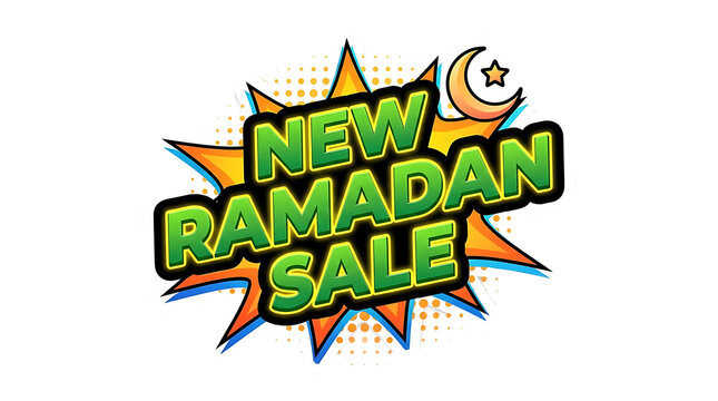 Ramadan sale sign with crescent moon.