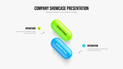 Company Report 2 Step Diagram Frame Design. Visual Planning Slide Layout Vector Illustration. Digital Growth Two Element Infographic Presentation Template.