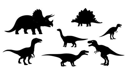 Minimal dinosaur silhouette icons prehistoric pictogram vector set © ema