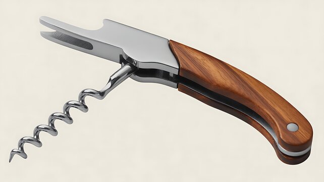 Premium Corkscrew Design with Metal Spiral and Wooden Grip Photo